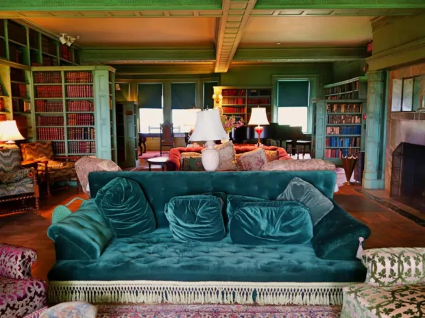 One of the many reading rooms with a wonderful view of the lake, and mountains beyond
