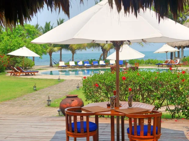 Lunch by the pool at Turtle Inn, Belize