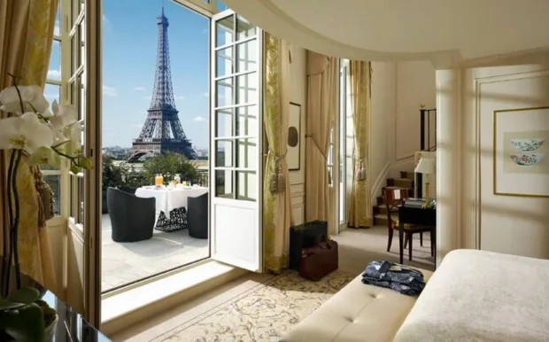 The Eiffel Duplex Terrace Suite in the Shangri-La hotel, Paris