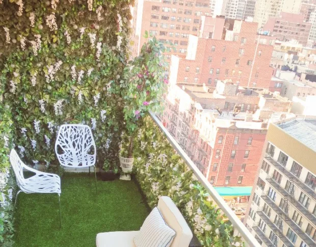 How to Turn Your Balcony Into a Private Sanctuary Braxton studio chairs look modern but stick with the natural theme