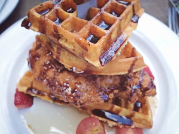 6 Reasons to Visit Buttermilk Falls Fried chicken and waffles at Henry's the Farm restaurant at Buttermilk Falls Inn