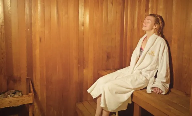Me, relaxing in the sauna