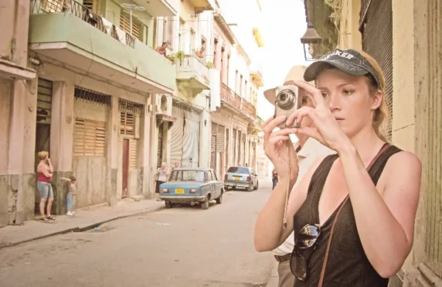 Looking very touristy in Havana
