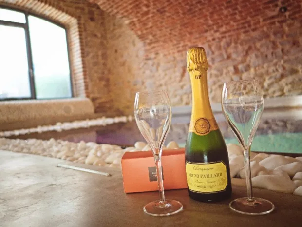 A Foodie's Tour of Belgium Enjoying champagne by the pool in the spa
