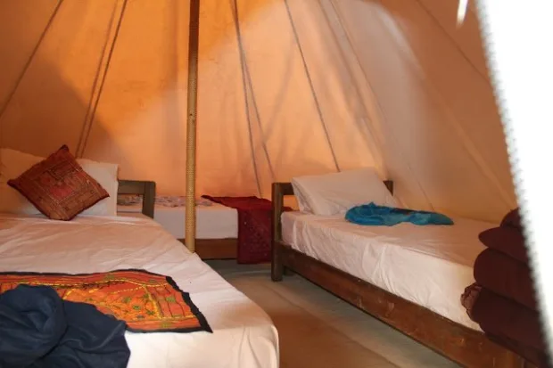 Inside the tent