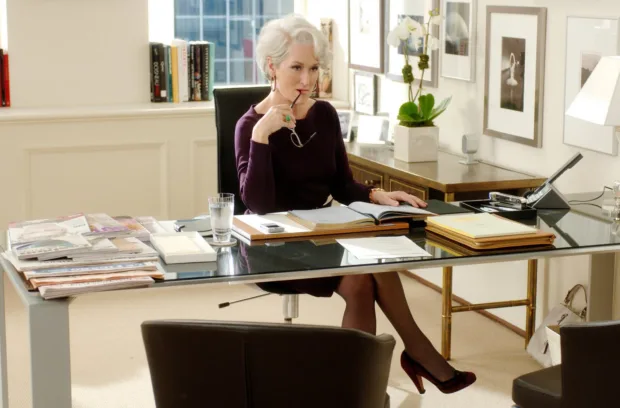 The 2006 dramedy stars Meryl Streep in the role of Runway fashion magazine's editor-in-chief whose icy demeanor has all of the publication's employees on their guards and at her service.