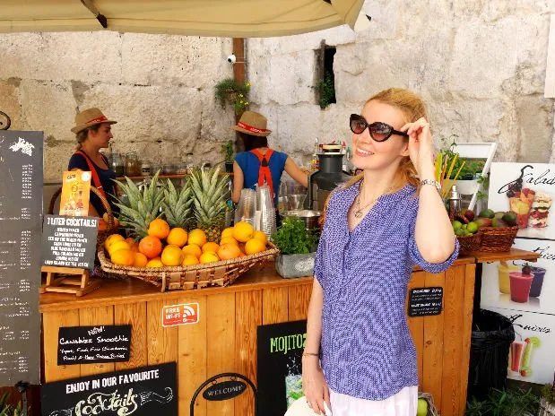 Getting some fresh juice in Dubrovnik, Croatia